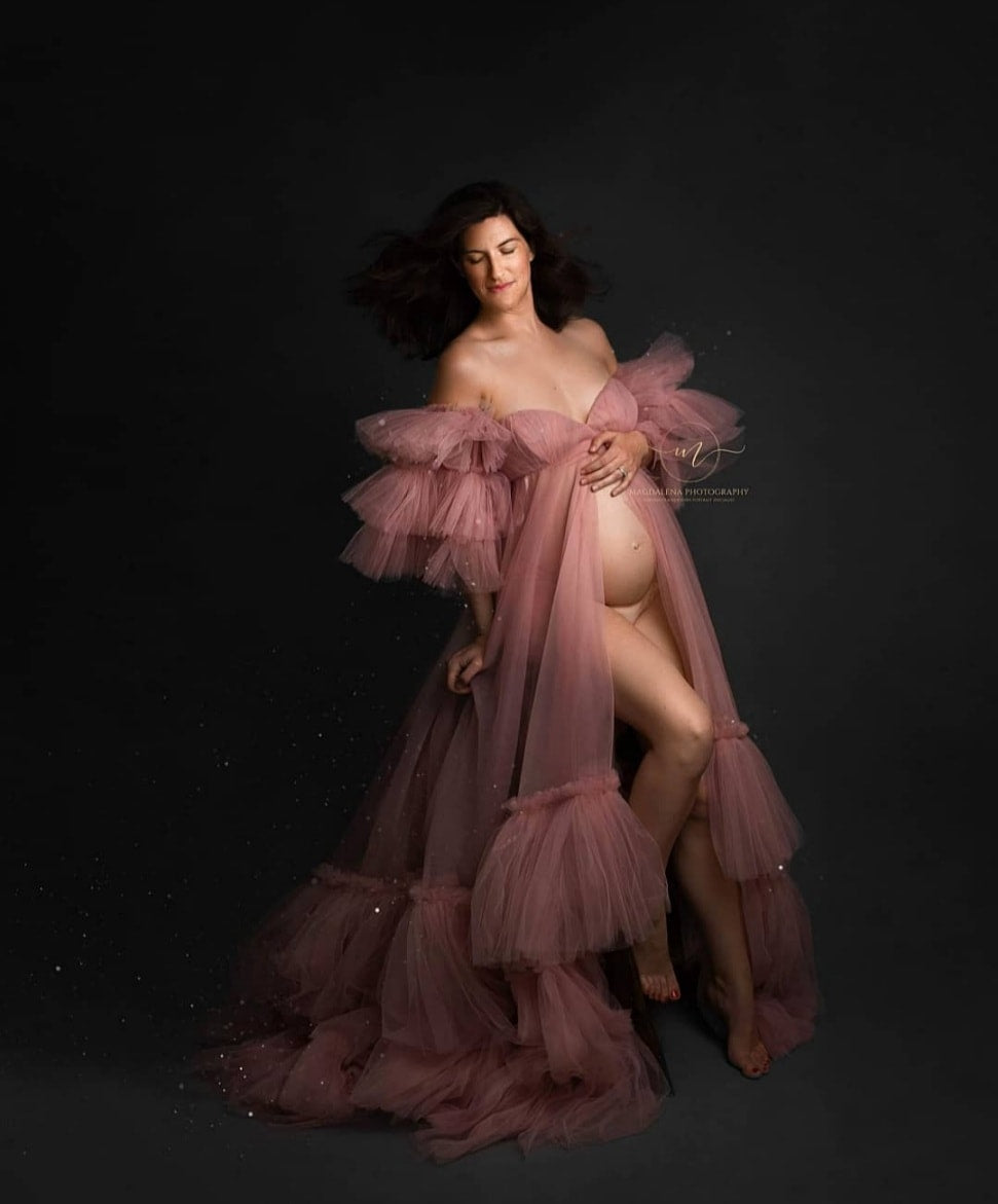 FOR HIRE / RENT tulle Maternity Photoshoot Event Dress " The Mistress" in Dusty Pink