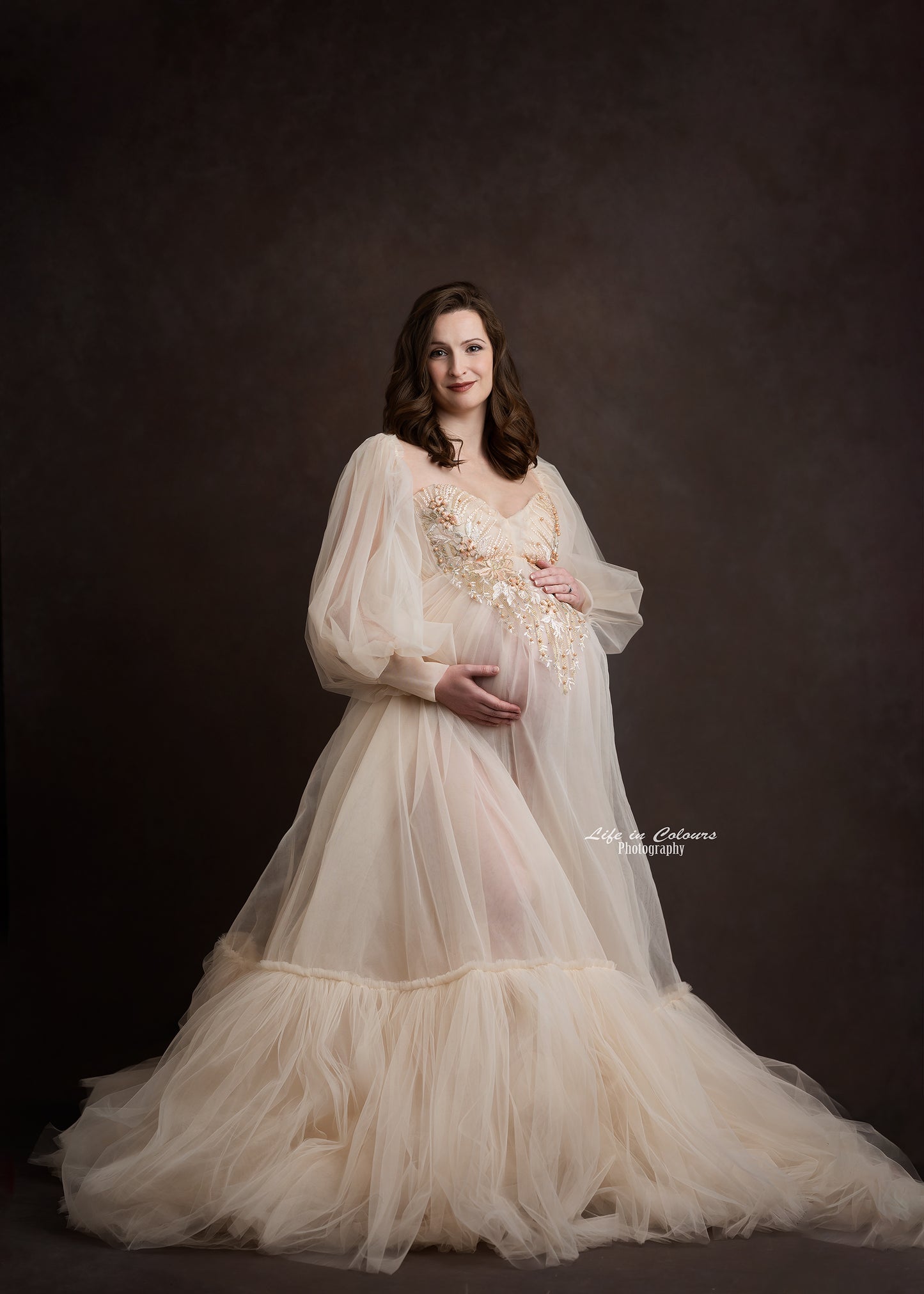 FOR HIRE / RENT tulle Maternity Photoshoot Event Dress " Daisy" in Cream