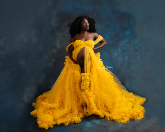 FOR HIRE / RENT large tulle Maternity Photoshoot Event Dress " Summer " in Yellow