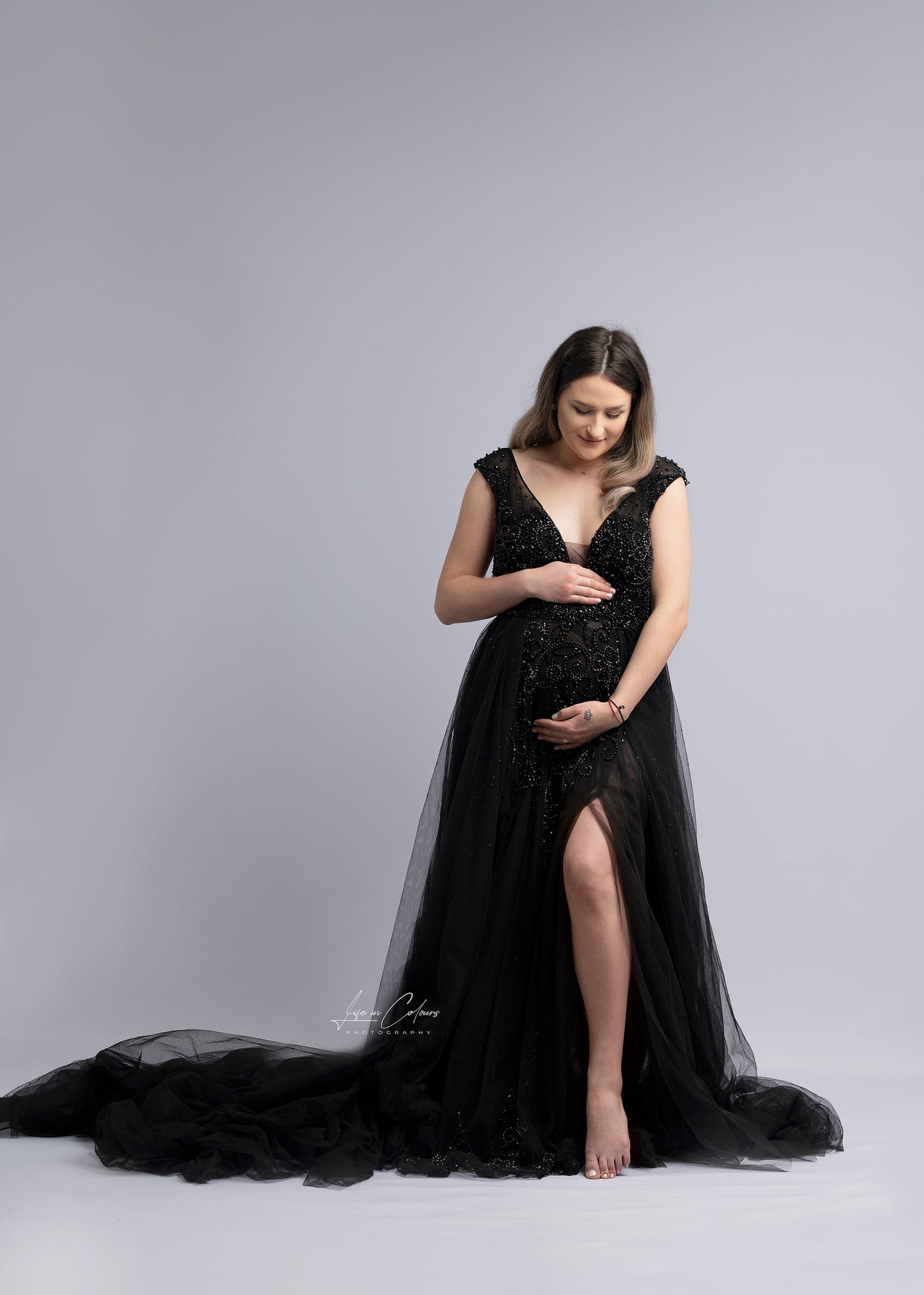 FOR HIRE / RENT Sparkly Black diamonds dress photoshoot event maternity " Celeste "