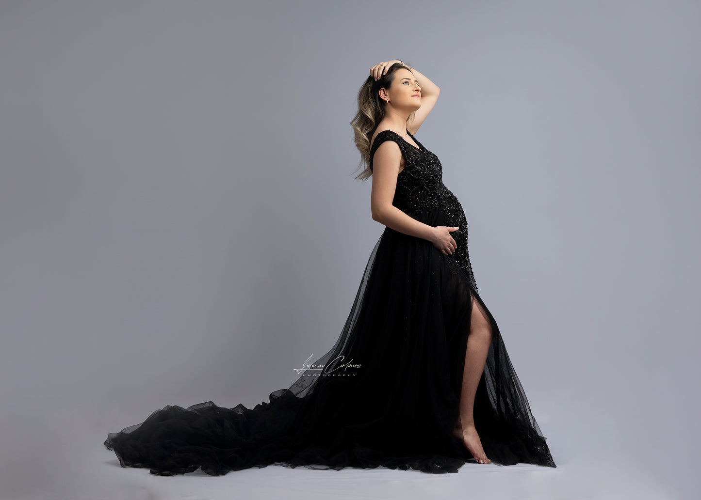 FOR HIRE / RENT Sparkly Black diamonds dress photoshoot event maternity " Celeste "