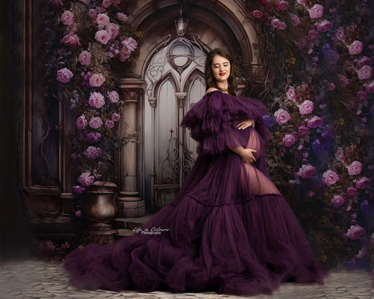 FOR HIRE / RENT tulle Purple Maternity Photoshoot Event Dress " Natalie " - Woman dress only