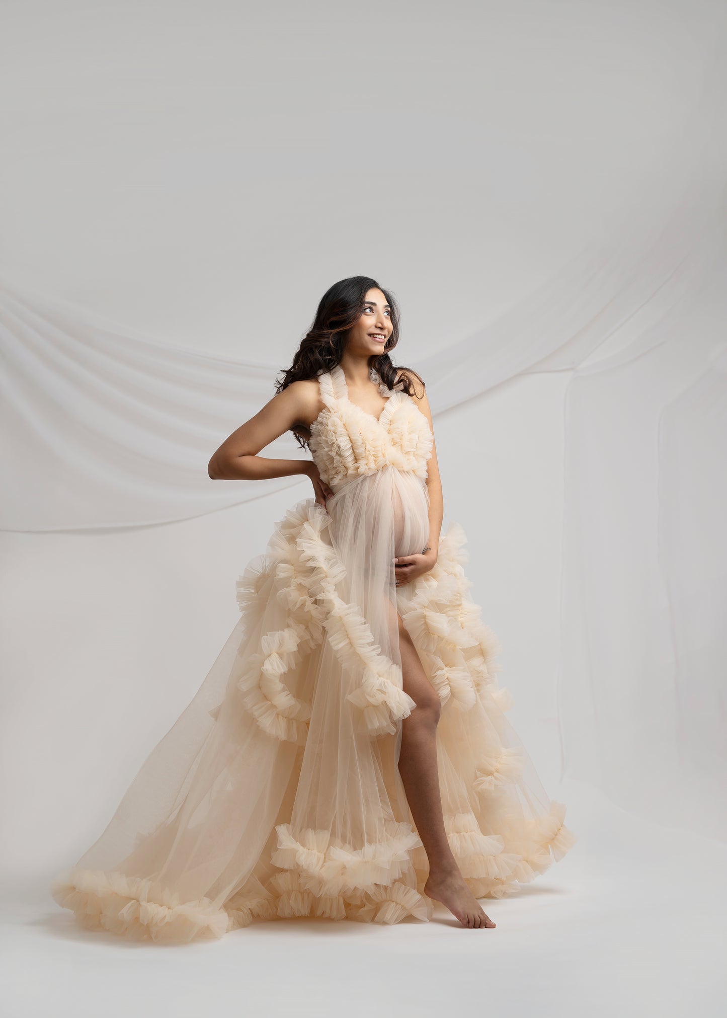 FOR HIRE / RENT tulle Maternity Photoshoot Event Dress " Daisy" in Cream