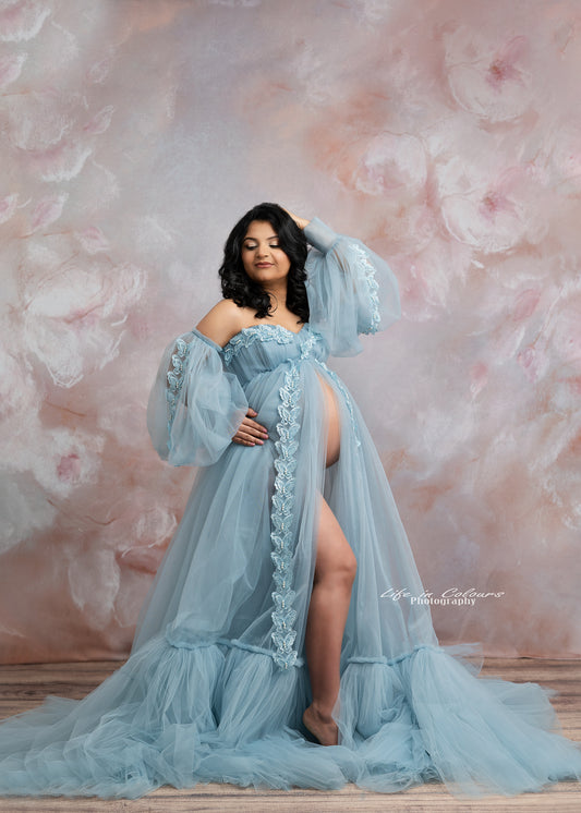 FOR HIRE / RENT tulle in Blue Maternity Photoshoot Event Dress " Sky "