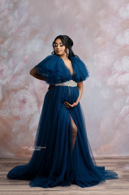FOR HIRE / RENT tulle Maternity Photoshoot Event Dress " Sapphire" in Navy Blue