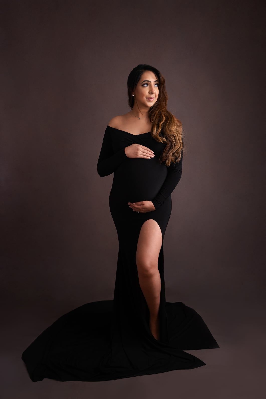 FOR HIRE / RENT elastic elegant Black material Maternity Photoshoot Event Dress " Felicity "