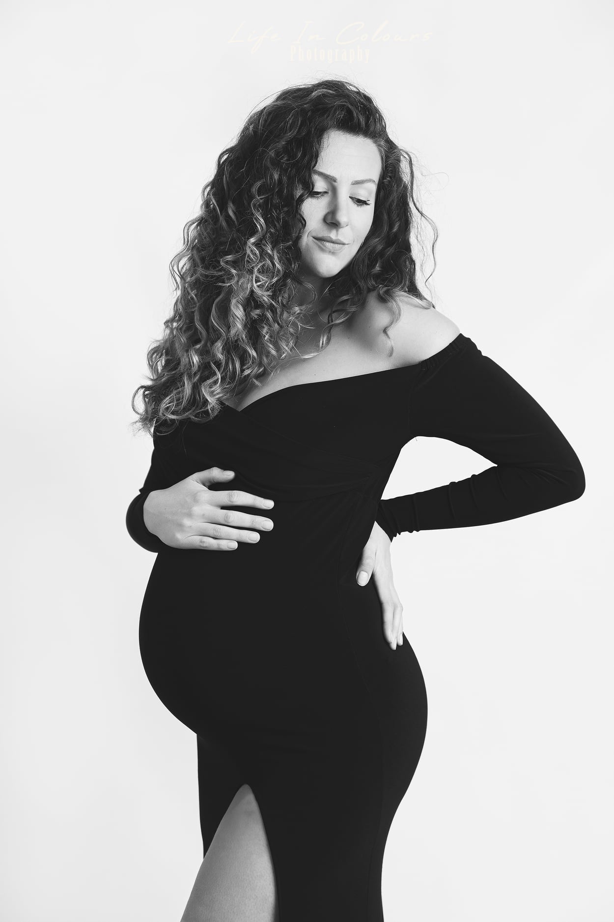 FOR HIRE / RENT elastic elegant Black material Maternity Photoshoot Event Dress " Felicity "