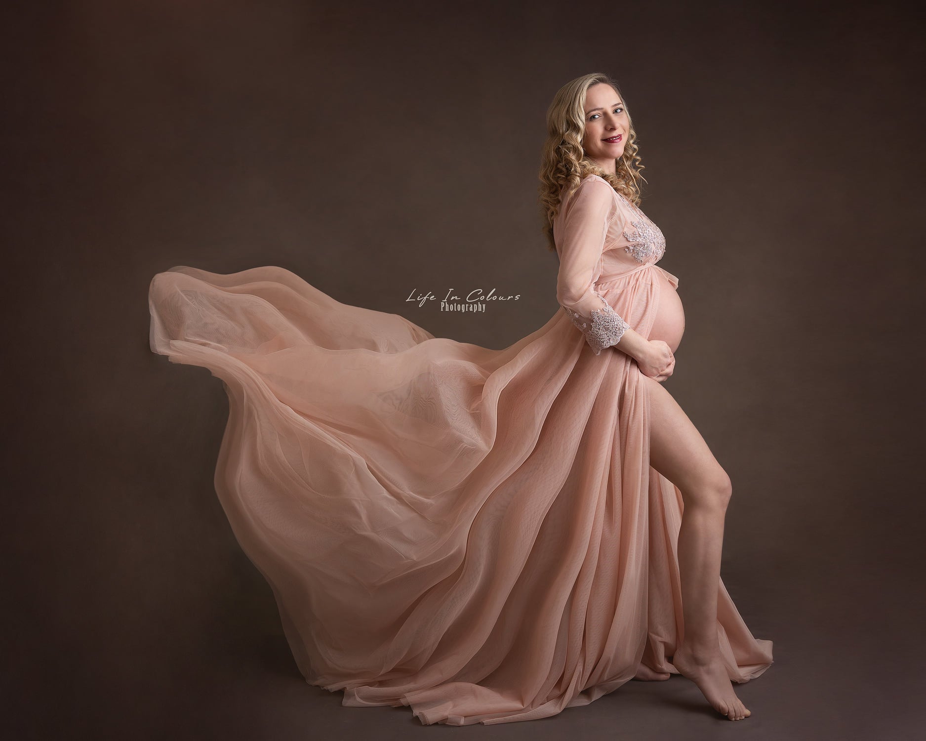 FOR HIRE RENT robe soft tulle dusty pink Maternity Photoshoot Event Dress Catherine