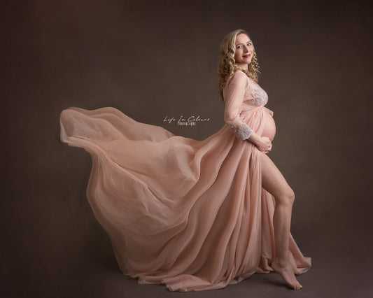 FOR HIRE / RENT robe soft tulle dusty pink Maternity Photoshoot Event Dress " Catherine "