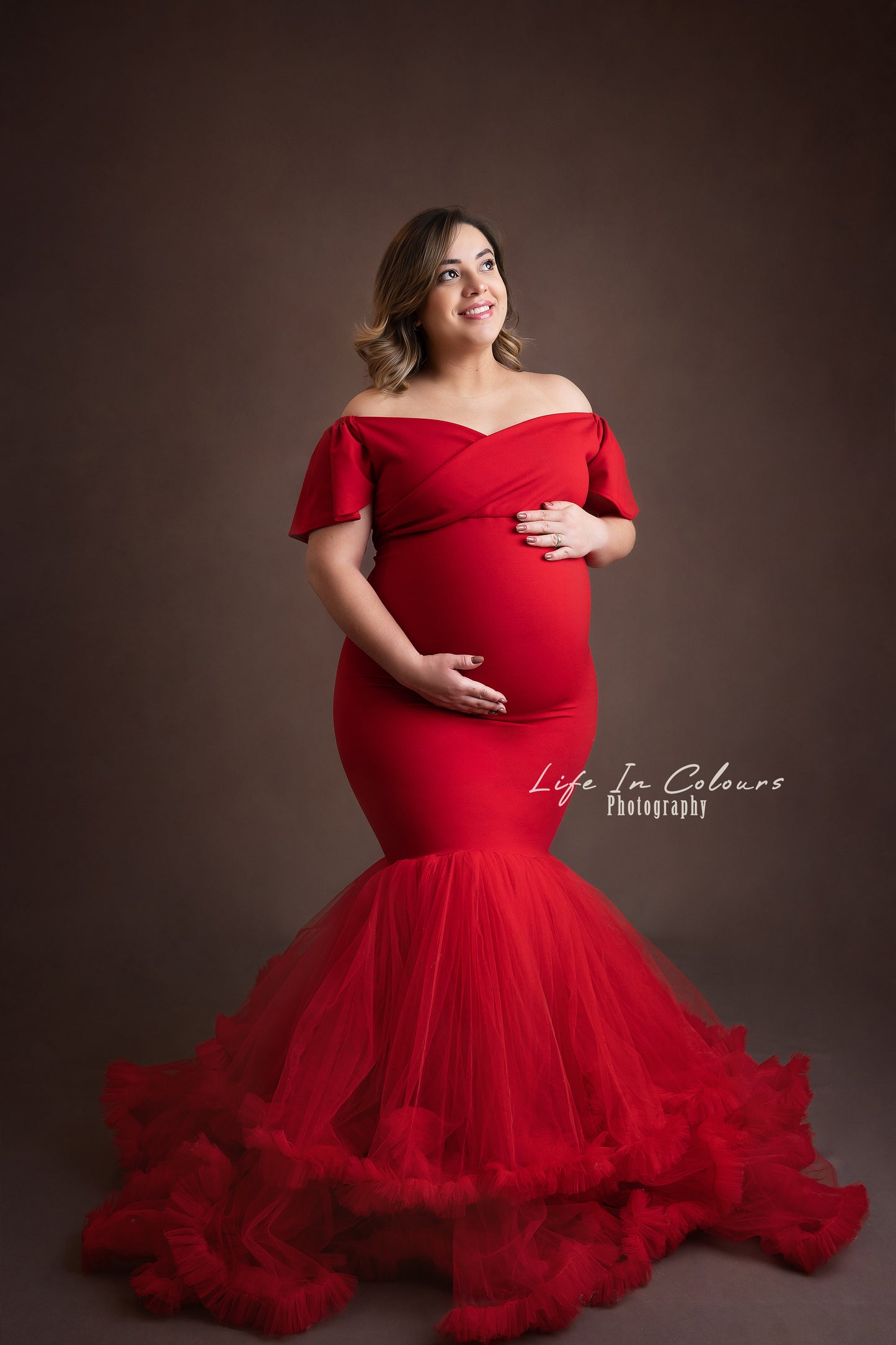 FOR HIRE / RENT tulle and elastic material Maternity Photoshoot Event Dress " Royal Lady" in Red