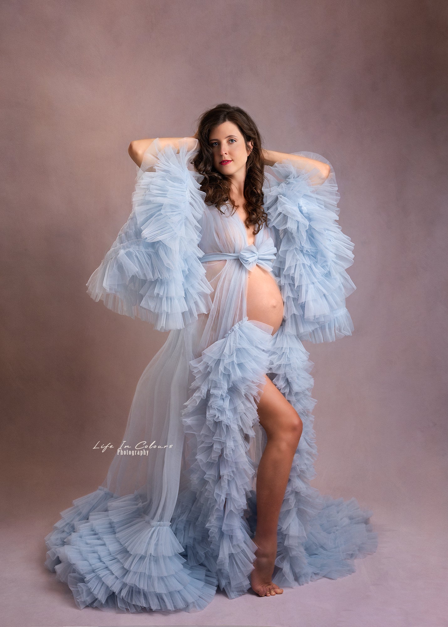 FOR HIRE / RENT tulle Blue Maternity Photoshoot Event Dress " The Queen " with matching daughter dress
