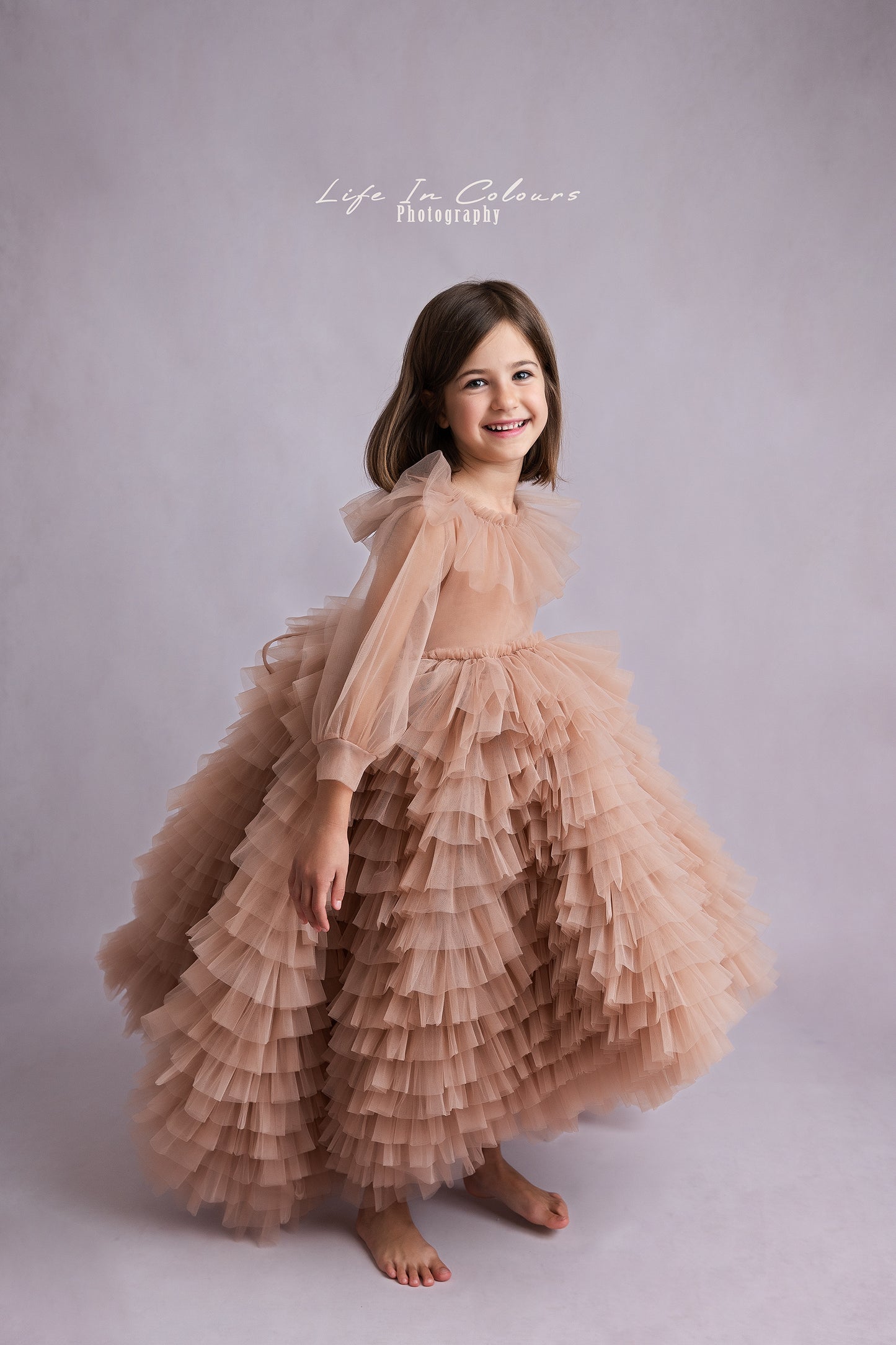 FOR HIRE / RENT tulle Beigek Maternity Photoshoot Event Dress " The Queen " with matching daughter dress