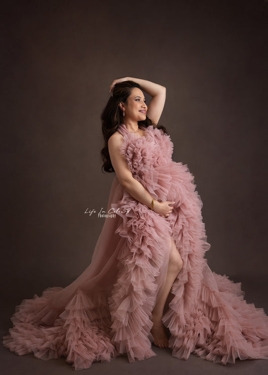 FOR HIRE / RENT tulle Dusty Pink Maternity Photoshoot Event Dress " Chantelle "