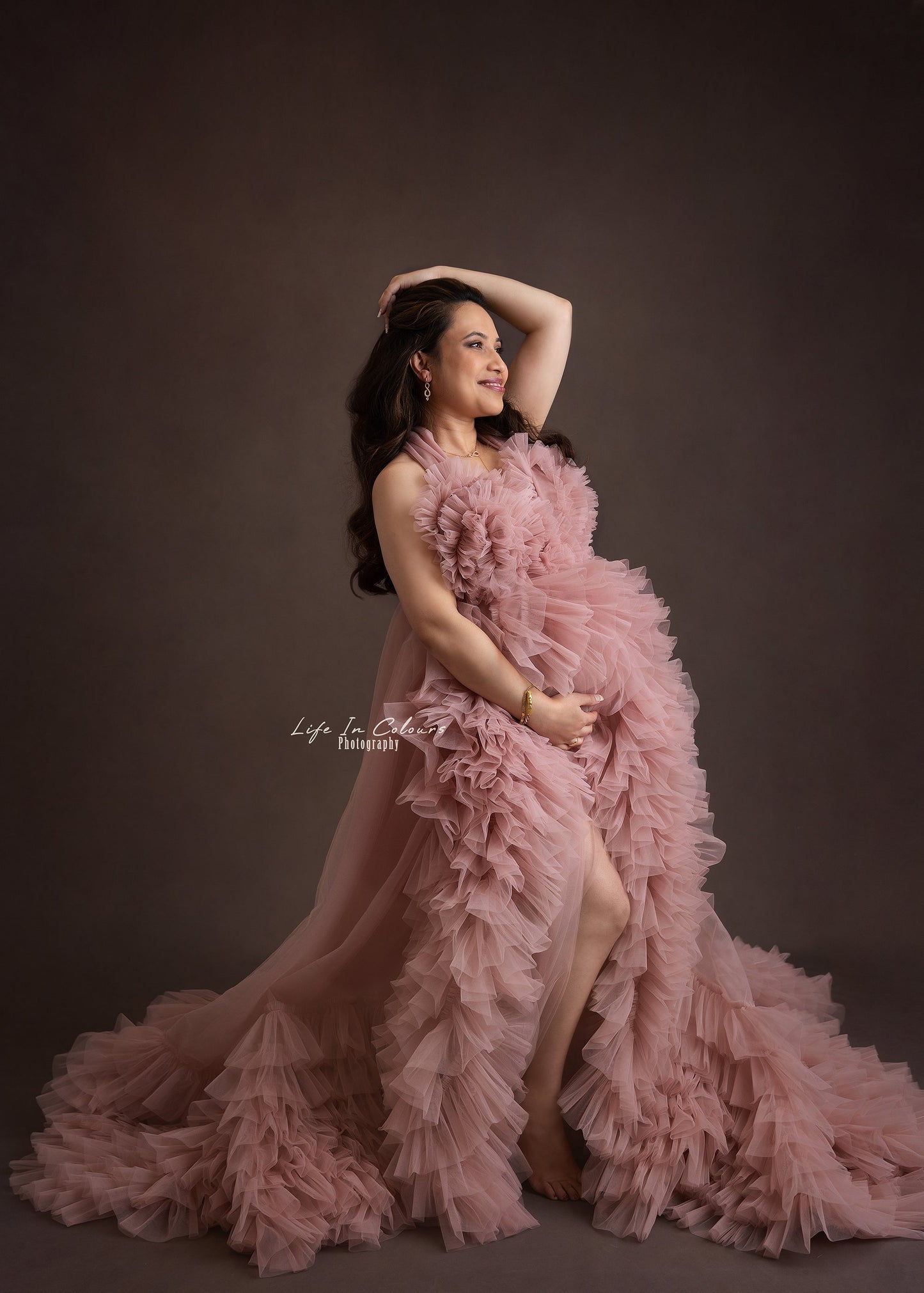 FOR HIRE / RENT tulle Dusty Pink Maternity Photoshoot Event Dress " Chantelle " with matching daughter dress