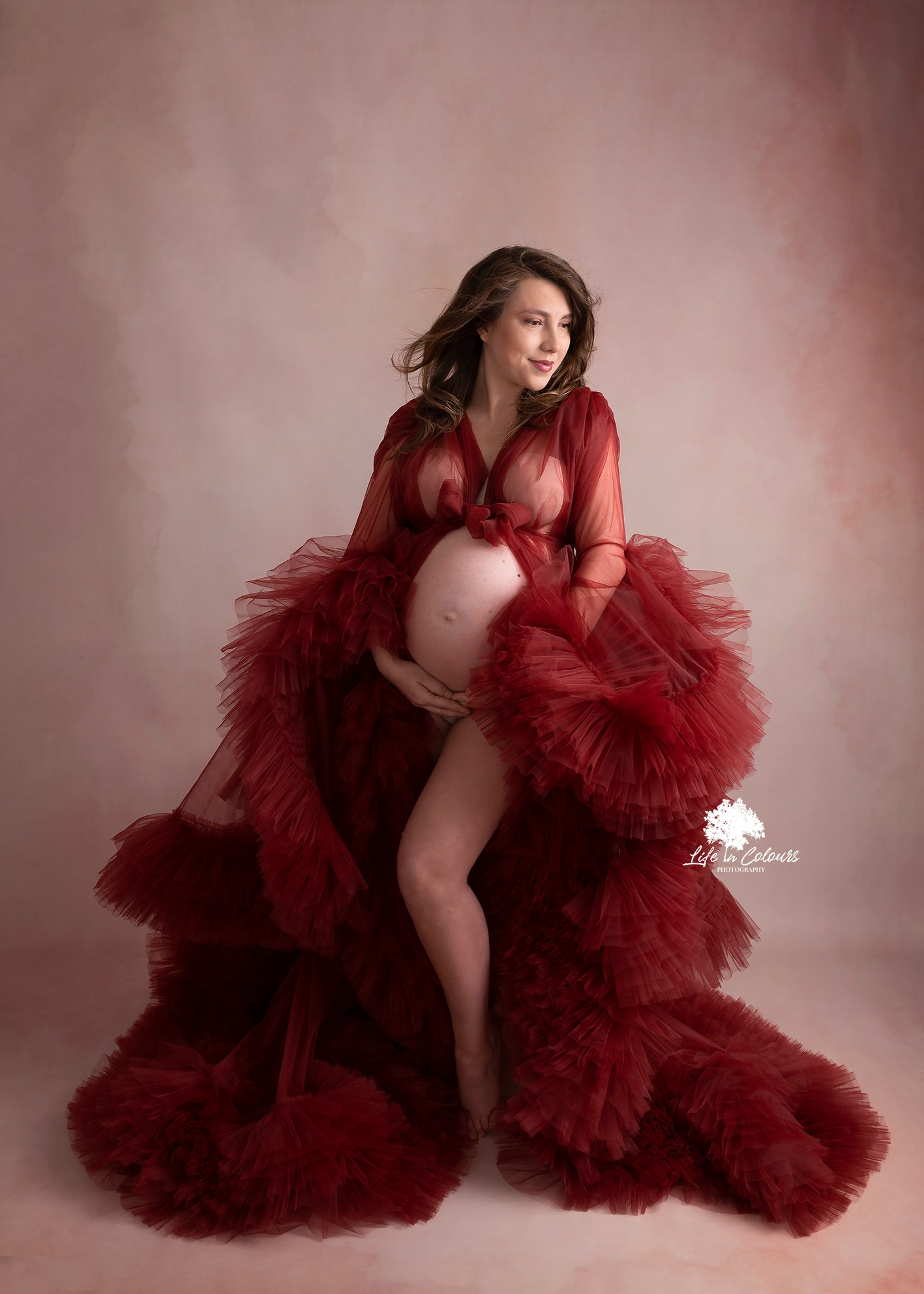 FOR HIRE RENT tulle robe red Maternity Photoshoot Event Dress The Queen