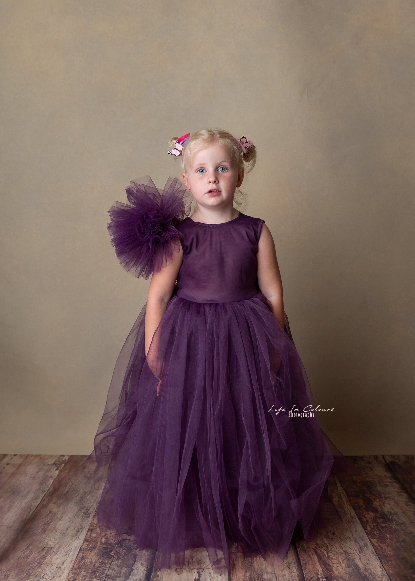 FOR HIRE / RENT tulle Purple Maternity Photoshoot Event Dress " Natalie " with matching daughter dress