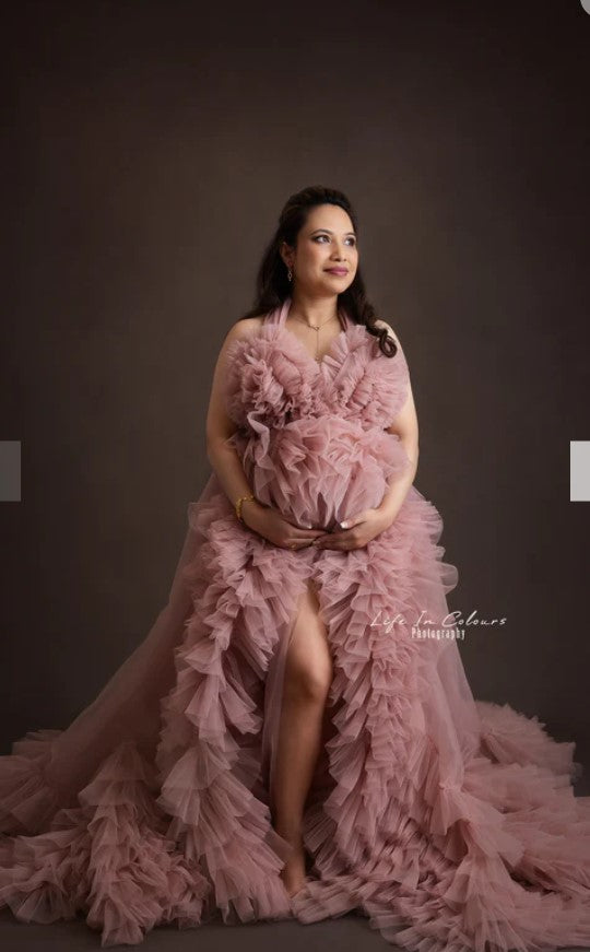 FOR HIRE / RENT tulle Dusty Pink Maternity Photoshoot Event Dress " Chantelle "