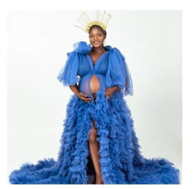 FOR HIRE / RENT large tulle Maternity Photoshoot Event Dress " The Empress " in Blue