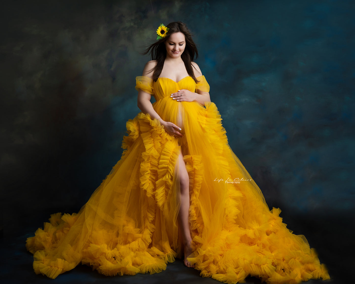 FOR HIRE / RENT large tulle Maternity Photoshoot Event Dress " Summer " in Yellow