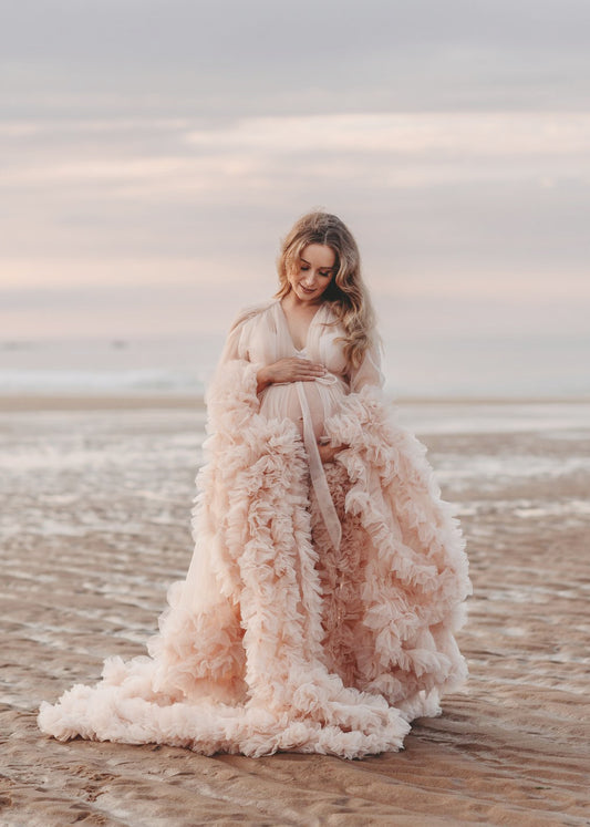 FOR HIRE / RENT tulle Maternity Photoshoot Event Dress " The Retro Queen" in Peach Pink