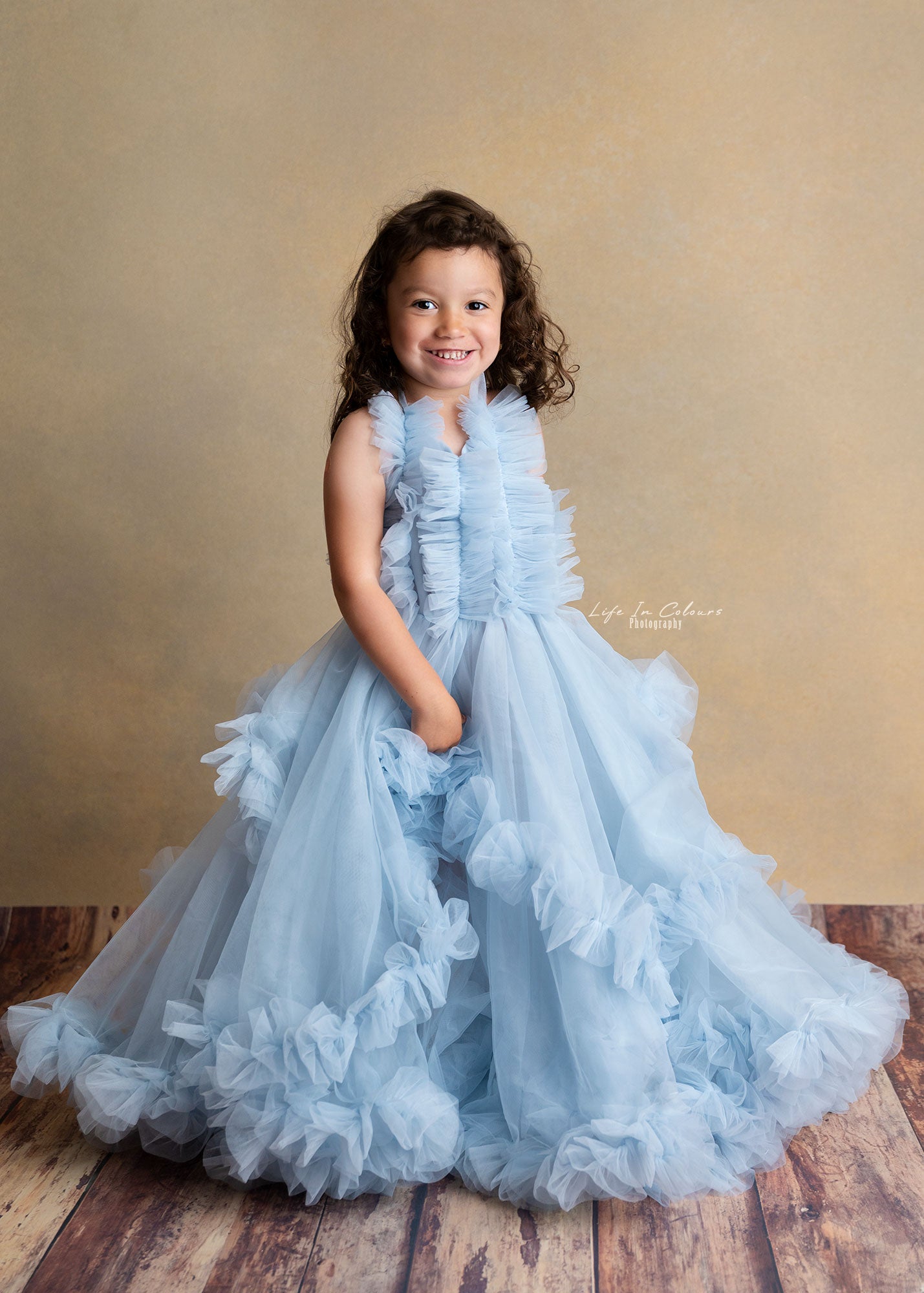 FOR HIRE / RENT tulle Blue Maternity Photoshoot Event Dress " The Queen " with matching daughter dress