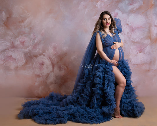 FOR HIRE / RENT large tulle Maternity Photoshoot Event Dress " The Empress " in Blue