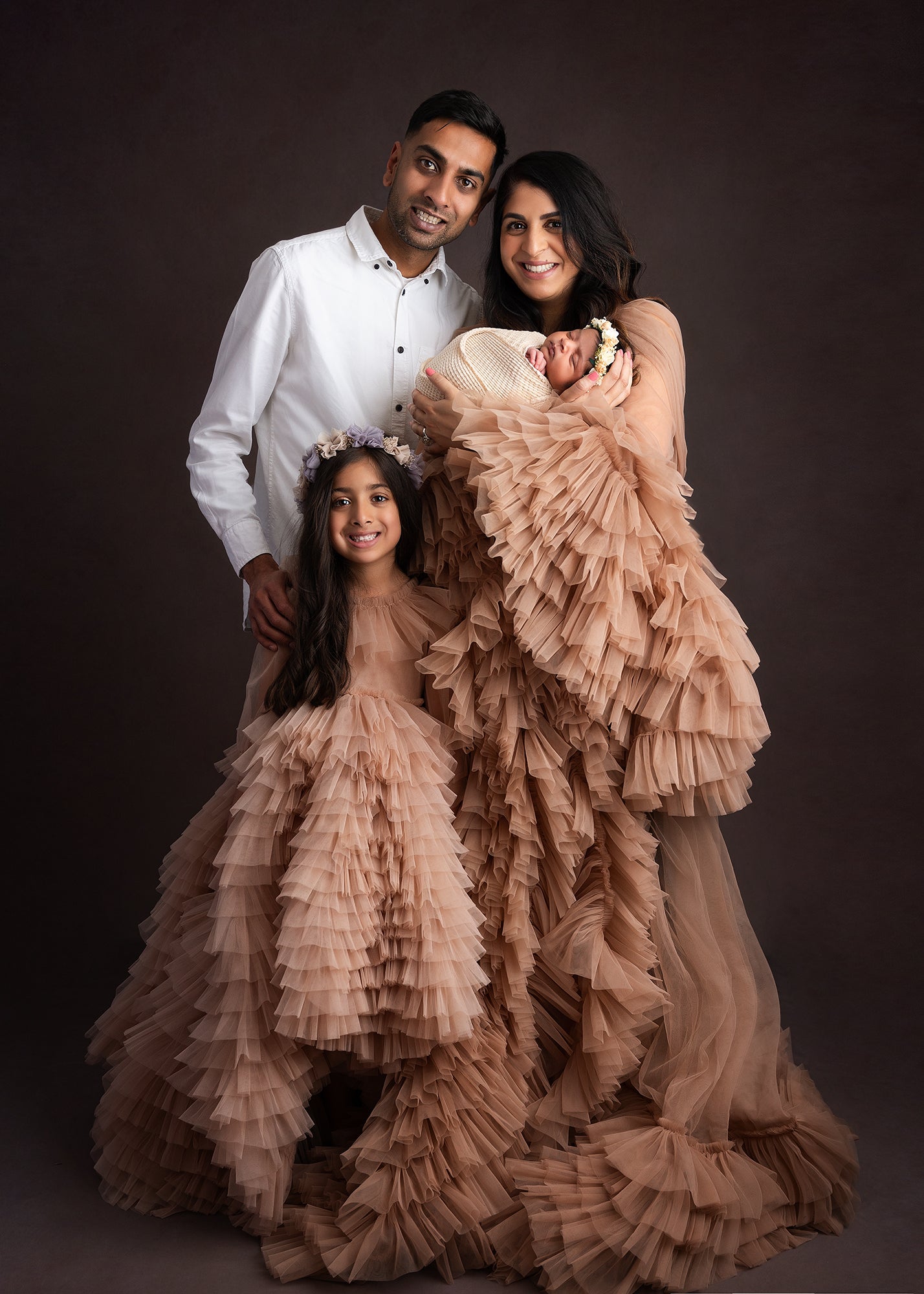 FOR HIRE / RENT tulle Beigek Maternity Photoshoot Event Dress " The Queen " with matching daughter dress